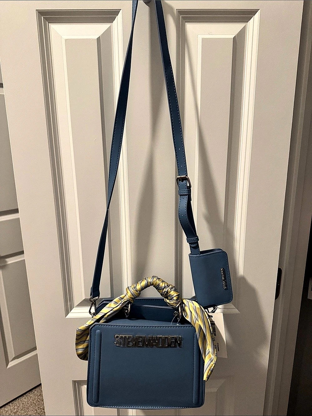 Steve Madden Tatina Jelly Scarf Top Handle Mini Bag Blue & Yellow
